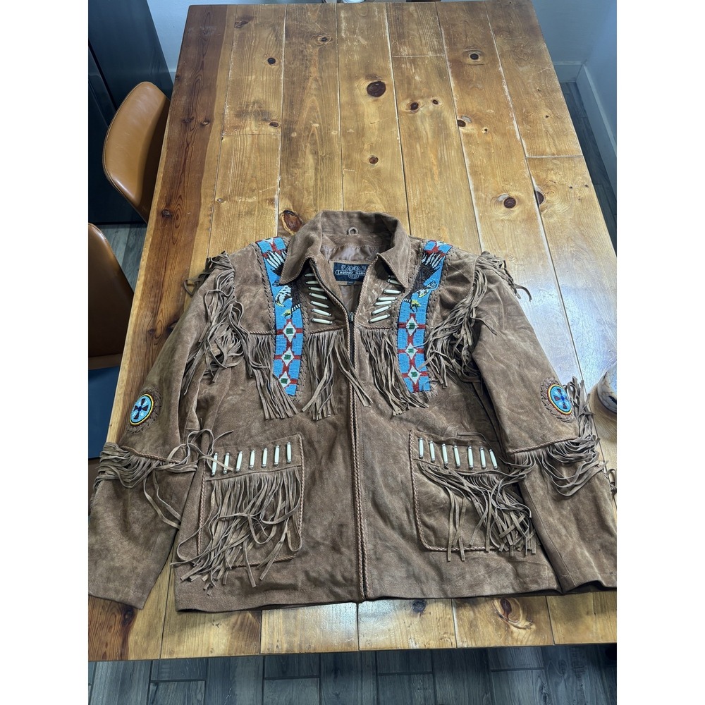 Vintage Leather Gallery Native American Style Suede Fringed Beaded Jacket XXL